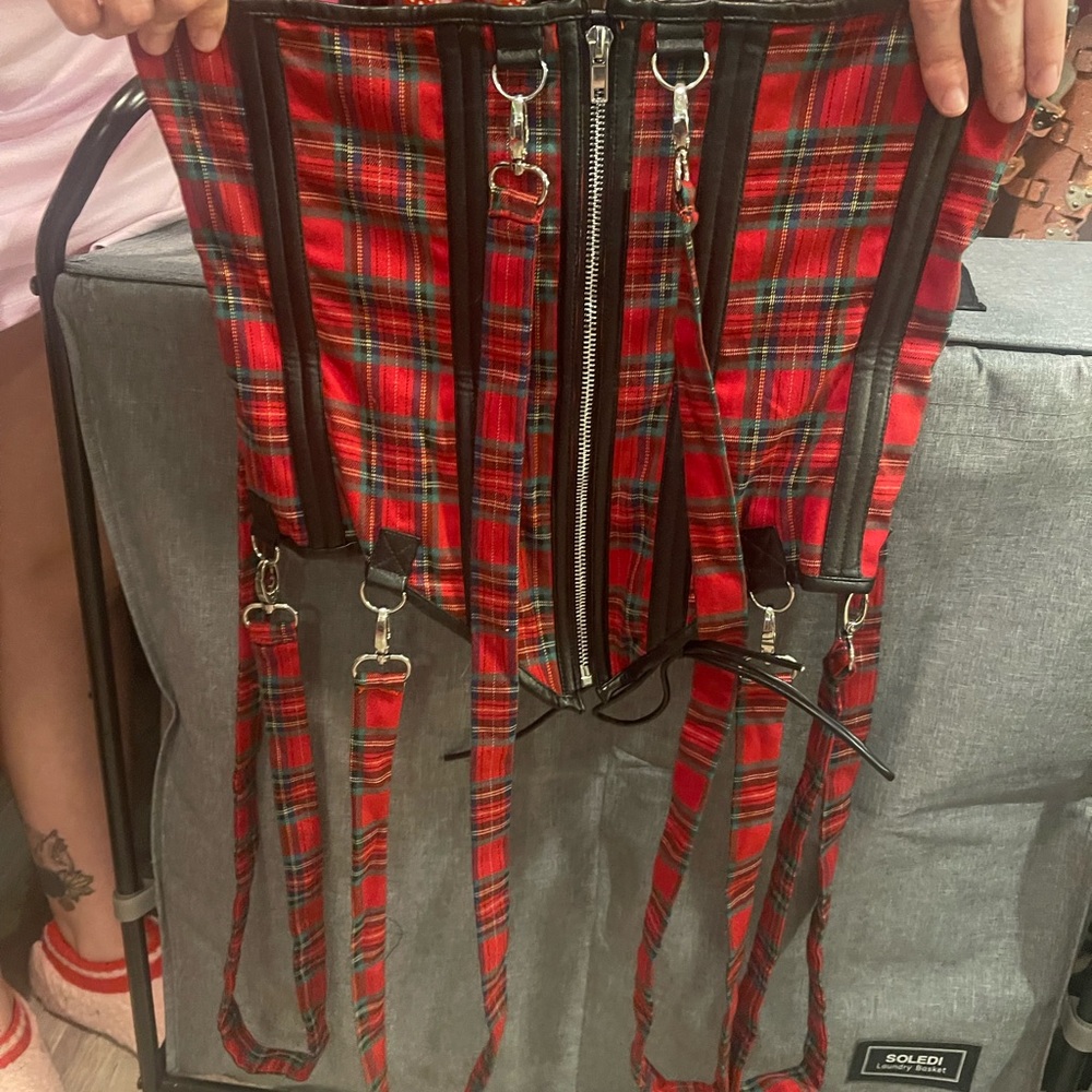 AKIRA Red and Black Plaid Corset